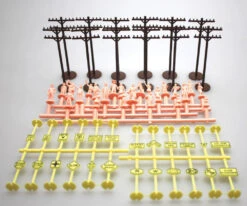 Bachmann Layout Accessories Assortment -- 12 Telephone Poles, 24 Signs & 24 Unpainted Figures - HO
