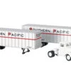 Bachmann White Tractor W/2 Piggyback Van Trailers - Assembled -- Southern Pacific (white, Red, Bla