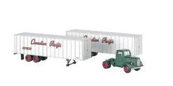 Bachmann White Tractor W/2 Piggyback Van Trailers - Assembled -- Canadian Pacific (green Tractor,