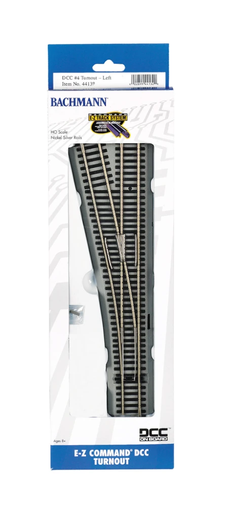 Bachmann Decoder-Equipped Nickel Silver E-Z Track? Turnouts -- #4 Left Hand - HO 1 Bachmann Decoder-Equipped Nickel Silver E-Z Track? Turnouts -- #4 Left Hand - HO