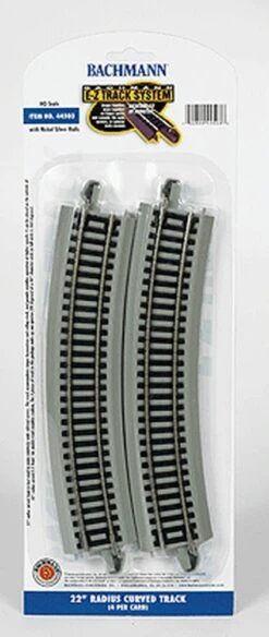 Bachmann Curved Track W/ Nickel Silver Rail & Gray Roadbed - E-Z Track? -- 22" 55.9cm Radius Pkg(