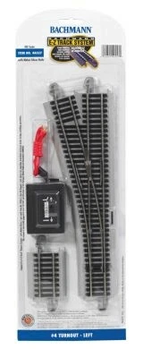 Bachmann E-Z Track? W/Nickel Silver Rail & Gray Roadbed -- #4 Turnout Left - HO