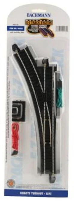Bachmann Turnout W/Steel Rail Track & Black Roadbed - E-Z Track? -- Left Hand Remote - HO - 44461
