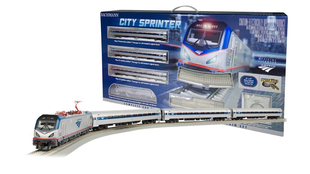 Bachmann Amtrak? City Sprinter - Standard DC -- ACS-64 Electric, 3 Amfleet Cars, E-Z Track? Oval, 2 Bachmann Amtrak? City Sprinter - Standard DC -- ACS-64 Electric, 3 Amfleet Cars, E-Z Track? Oval, - Image 2