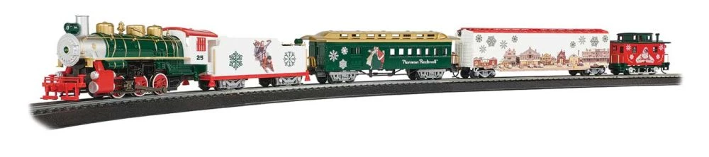 Bachmann Norman Rockwell Christmas Express -- 0-6-0, 3 Cars, 47 X 38" E-Z Track Oval, Power Pack - 1 Bachmann Norman Rockwell Christmas Express -- 0-6-0, 3 Cars, 47 X 38" E-Z Track Oval, Power Pack -