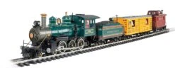 Bachmann Cowcatcher Train Set - Standard DC -- 4-6-0 Locomotive, Animated Stock Car, Caboose, Trac
