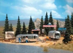 Busch Gmbh And Co Kg Trailer Park Scene -- W/2 "Airstream" Trailers - HO