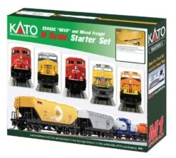 Kato GE ES44AC GEVO Mixed Freight Starter Set -- Canadian Pacific Loco, 6 Cars, Unitrack M1 Basic