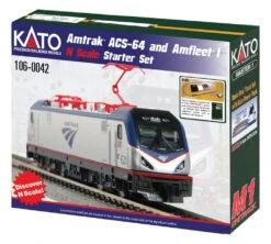 Kato Amtrak ACS-64 Amfleet I Starter Set -- Amtrak (Phase VI Scheme) Loco, 3 Amfleet I Coaches & C
