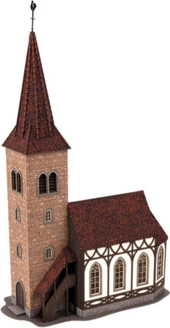 NOCH St. George Church W/Bell Sound Unit -- Laser-Cut Kit - 6-7/16 X 3-7/16 X 9-15/16" 16.4 X 8.8