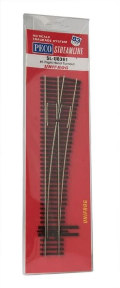 PECO North American-Style Code 83 #6 Turnout - Streamline -- Right Hand, Unifrog - HO