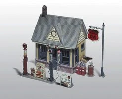 Woodland Scenics Scenic Details? -- Gas Station - Kit (Unpainted Metal) 4 X 2-7/8" - HO - D223