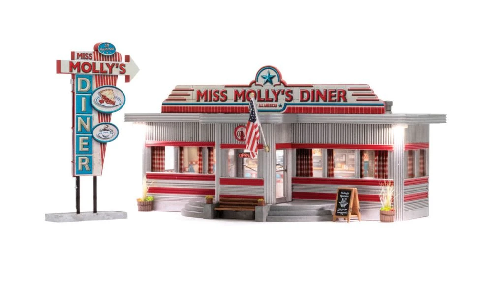 Woodland Scenics Miss Molly's Diner - Built-&-Ready? -- Assembled - HO - BR5066 1 Woodland Scenics Miss Molly's Diner - Built-&-Ready? -- Assembled - HO - BR5066