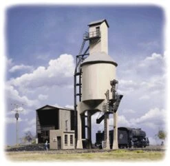 Walthers Cornerstone Concrete Coaling Tower -- Kit - Tower & Shed: 4-1/8 X 6-3/8 X 11" 10.5 X 16.