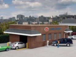 Walthers Cornerstone Gas Station Car Wash -- Kit - 10-1/2 X 4-13/16 X 3" 26.6 X 12.2 X 7.6cm - HO