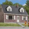 Walthers Cornerstone Brick Cape Cod House - Kit -- 4-1/4 X 3-5/8 X 3" 10.7 X 9.2 X 7.6cm - HO