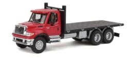 Walthers SceneMaster International? 7600 3-Axle Flatbed Truck - Assembled -- Red Cab, Black Flatbe