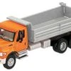 Walthers SceneMaster International? 7600 3-Axle Heavy-Duty Dump Truck - Assembled -- Orange Cab, S