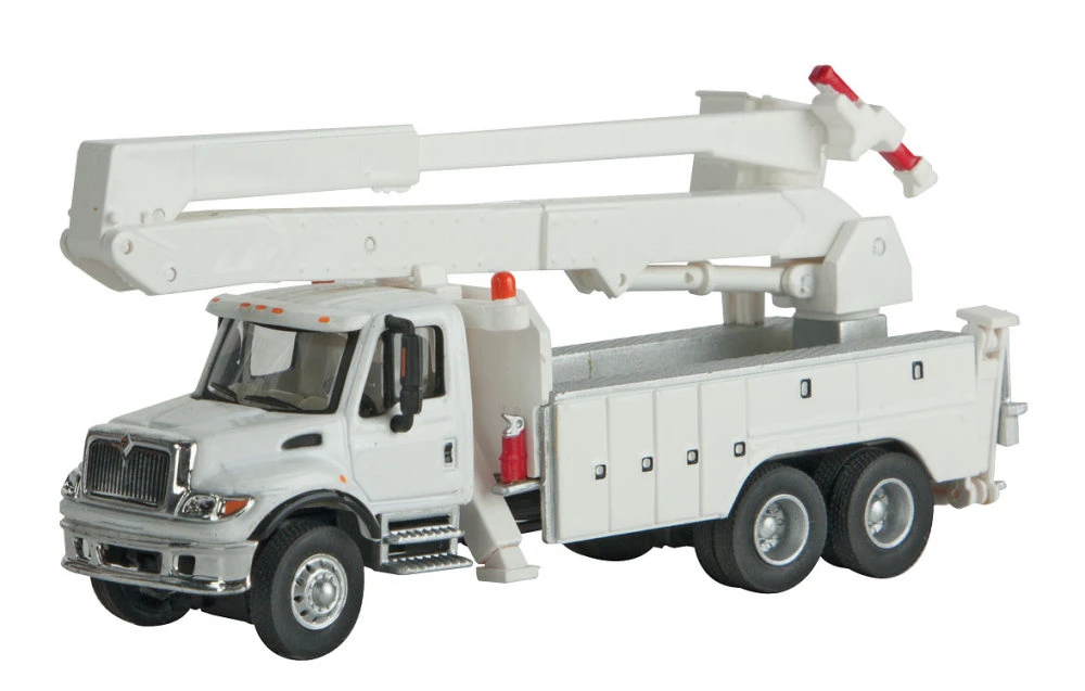 Walthers SceneMaster International? 7600 Utility Truck W/Bucket Lift - Assembled -- White W/Railro 1 Walthers SceneMaster International? 7600 Utility Truck W/Bucket Lift - Assembled -- White W/Railro