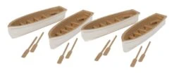 Walthers SceneMaster Row Boat 4-Pack - Assembled -- White, Tan - HO