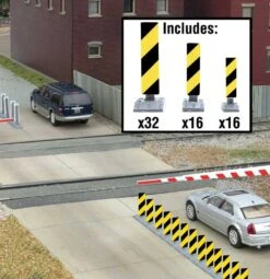 Walthers SceneMaster Quiet Crossing Lane Markers -- Kit (yellow, Black Stripes) - HO