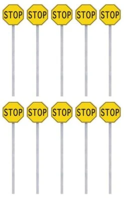 Walthers SceneMaster Stop Signs Pkg(10) -- 1924-1954 (yellow, Black) - HO -Model Train Toys lg949 4211 2