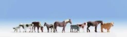 Walthers SceneMaster Large Farm Animals -- 9 Assorted Horses And Cattle - HO